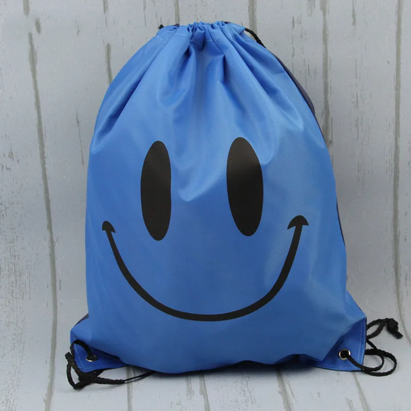 

1PC\Lot Drawstring Non-woven Oxford Fabric Smile Face Gifts Bags Birthday Party Backpack Kids Supplies