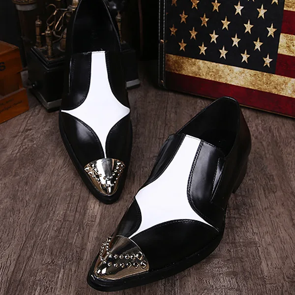 

Shoes Men Genuine Leather Slip-on Casual Korean Style Steel Toe Shoes Loafers Full Grain Leather Cow Leather Rubber