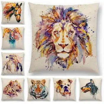 

Animals Fox Lion Pattern Cotton Linen Pillowcase for Home Office Sofa Seat Decor Textile Throw Printed Pillow Cover