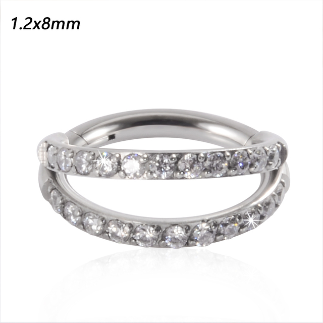 361L Surgical Steel Septum Clicker Crystal Moon Hoop Nose Ring Ear Tragus Cartilage Daith Earring 16G Piercing Body Jewelry