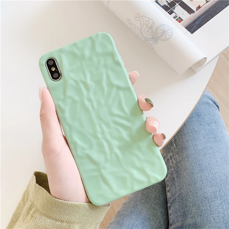 

LACK Matcha green 3d folding tin foil case For iPhone X XS XR XS Max 8 7 6 6S Plus Shockproof TPU Back Cover Coque Funda