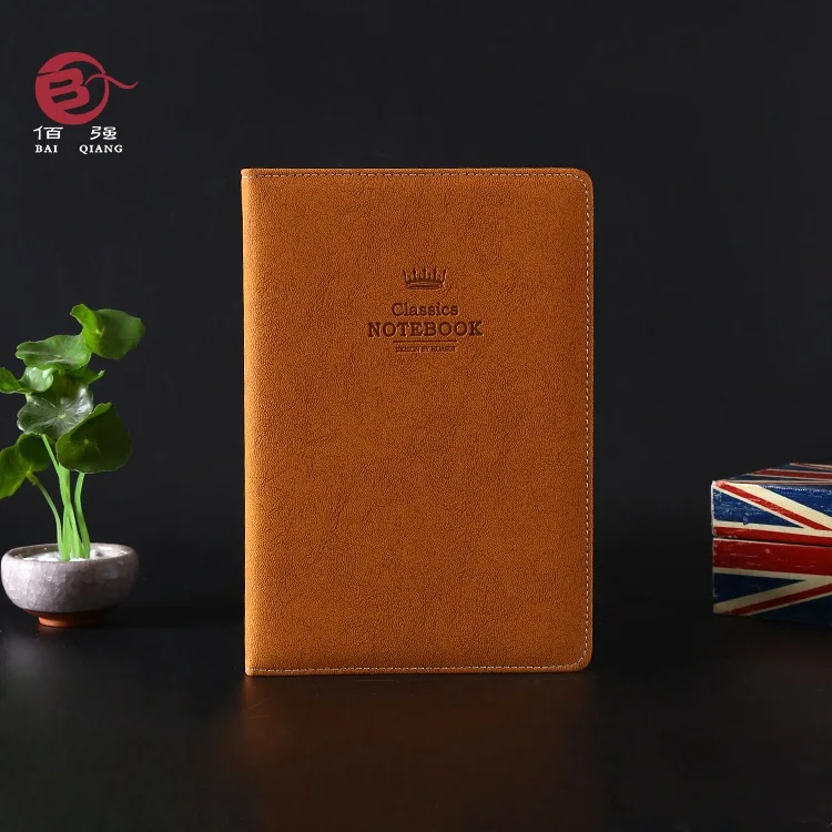 Classic office school hardcover leather band planner notebook stationery fine blank line graph dotted journal note book - Цвет: Хаки