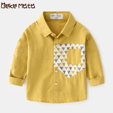 Белые рубашки для мальчиков, коллекция года, Новая Осенняя детская рубашка для мальчиков детская одежда из хлопка с длинными рукавами и отложным воротником Детские рубашки От 2 до 8 лет