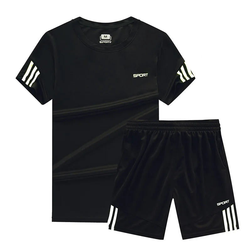 Zity Athletic T Shirt And Shorts Set for Men,Gym Sport Training Suit 