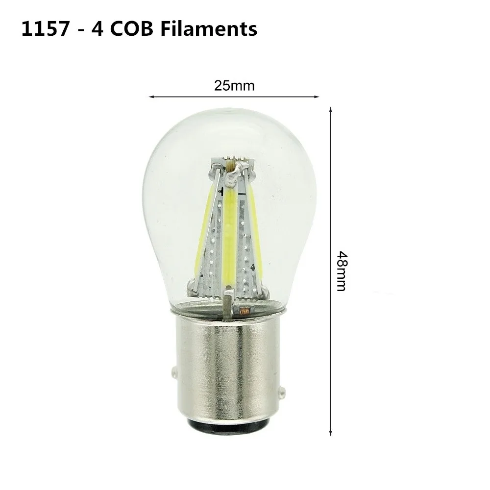 1157 - 4 COB Chips 1 шт.: ANBLUB P21W BA15S 1156 BAY15D 1157 авто фары для автомобилей COB Светодиодная лампа накаливания включение света задние тормоза лампы, сигнализирующий фонарь 12V огни DRL - Испускаемый цвет: 1157 - 4 COB Chips