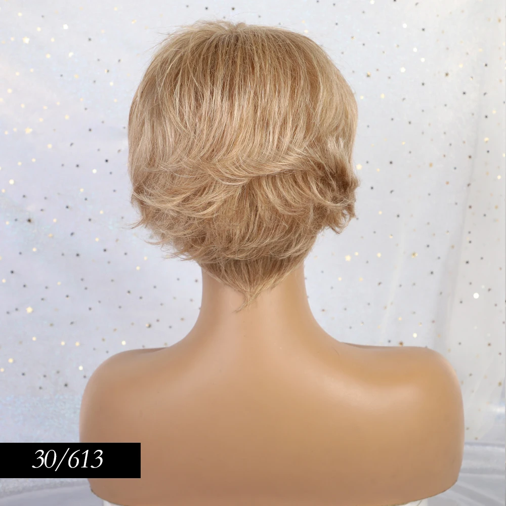 30-613 Haircube синтетические 8 дюймов короткий кудрявый парик 50% пряди человеческих волос для волос пушистые тапочки женские меховые тапочки, короткая стрижка, смесь парики для Для женщин - Цвет: 30-613