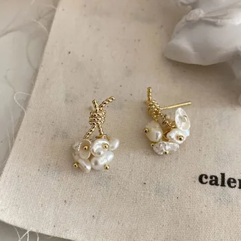 

Trendy Gold Color Knot Tassel Irregular Pearl Small Drop Earrings for Women Korean Earrings 2020 Fashion Jewelry