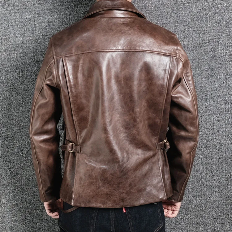 Free shipping.2021 Brown batik horsehide jacket,casual style leather clothes,Man Vintage genuine leather coat,High quality guess genuine leather coats & jackets