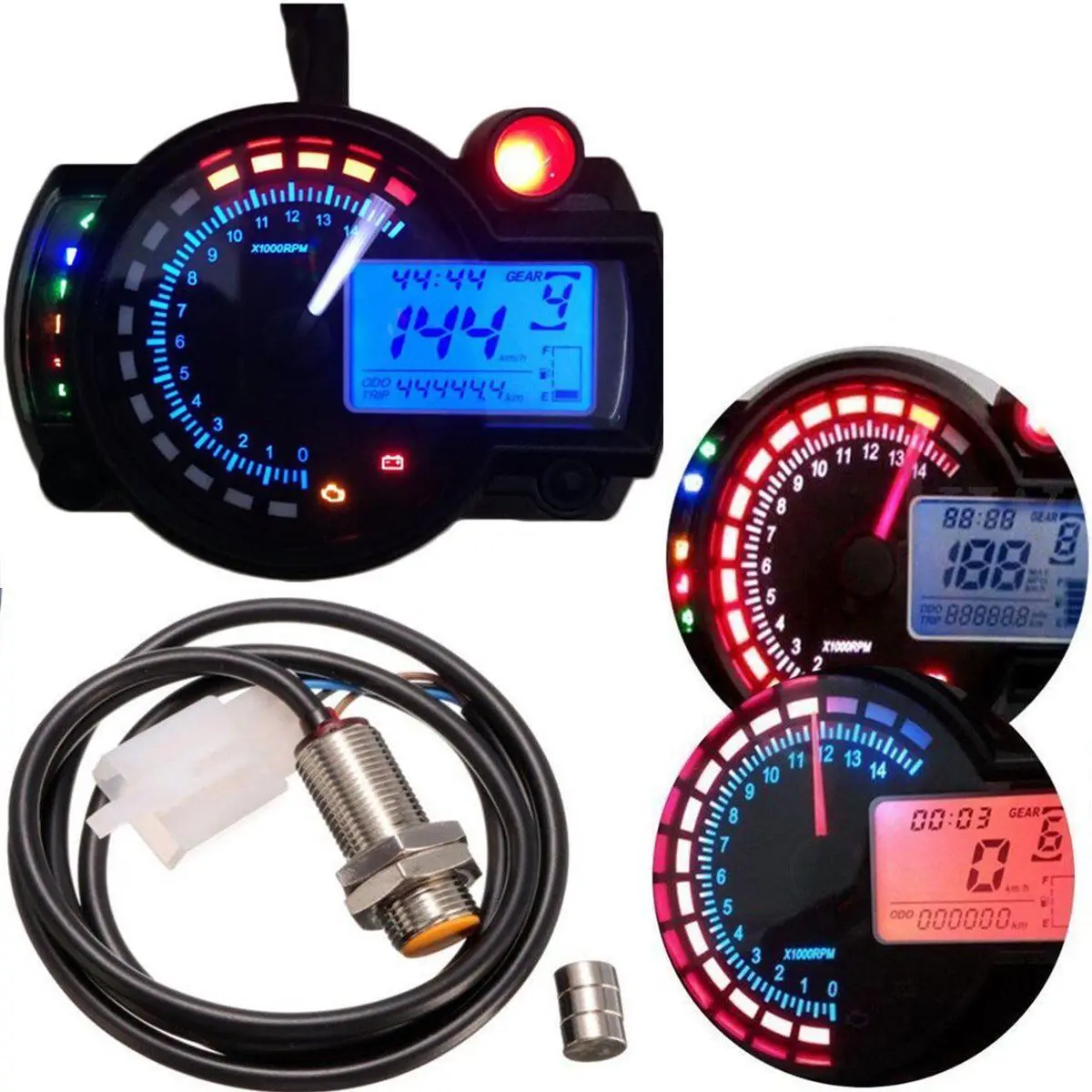 

new Motorcycle Digital Instrument Speedometer Odometer Adjustable Panel 7 Color Display LCD Gauge for RX2N 4 cylinders