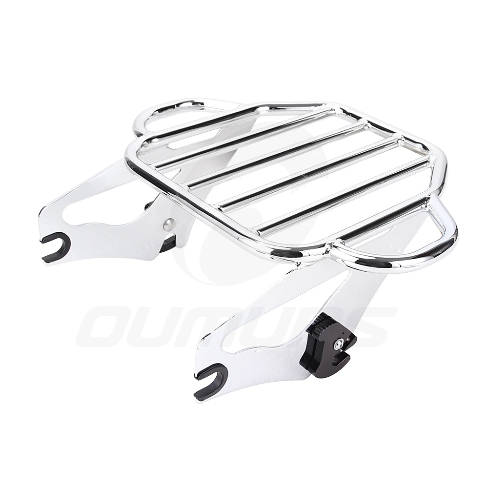 OUMURS мотоциклетные съемные два-вверх King багажная стойка Тур крепление для Harley Touring Road King Glide Electra Street 2009 - Цвет: Chrome