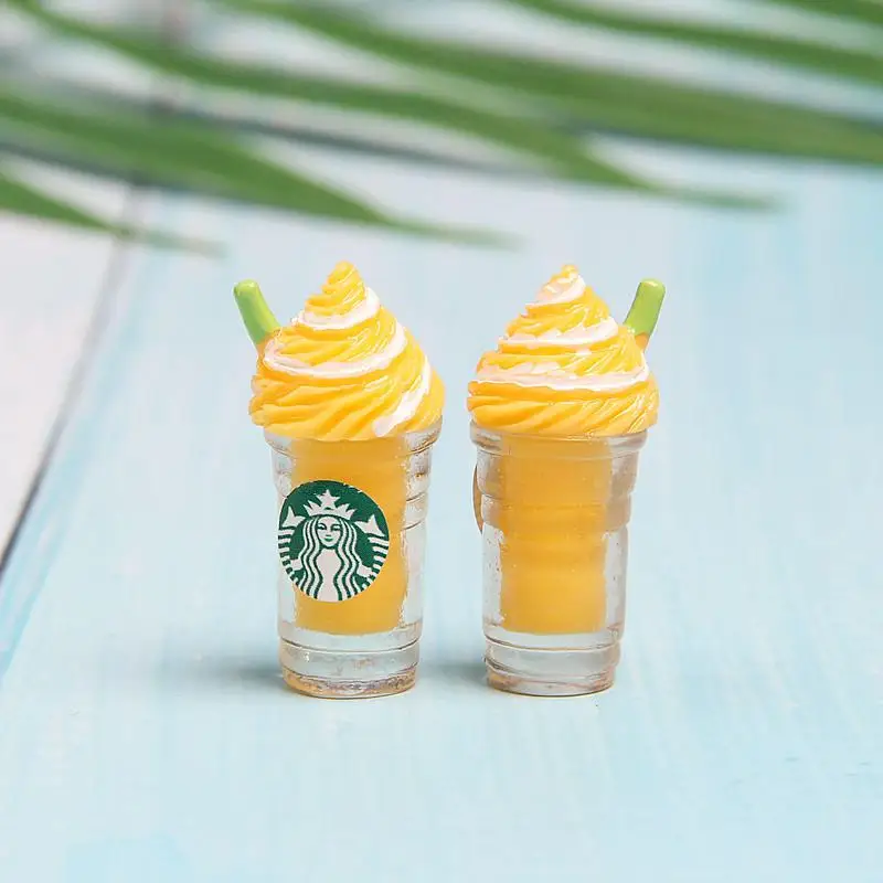 10 шт. Frappuccino, соломенная чашка, чашка для мороженого, подвески для слизи, сделай сам, полимерная глина, дополнение для пушистых поставки слаймов, аксессуары, игрушки - Цвет: 3PCS Yellow