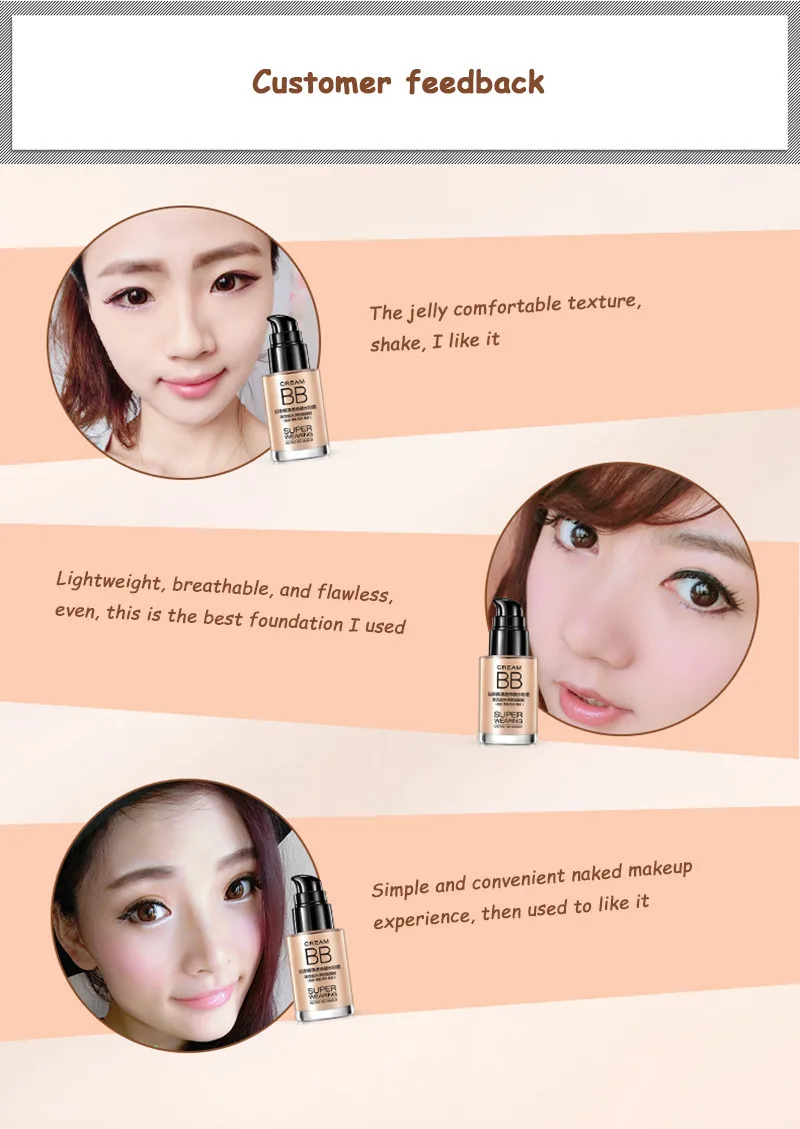 Bioaqua  Moisturizing BB Cream Face Care Foundation Natural Flawless Refreshing Base Makeup Cover Facial Whitening Concealer