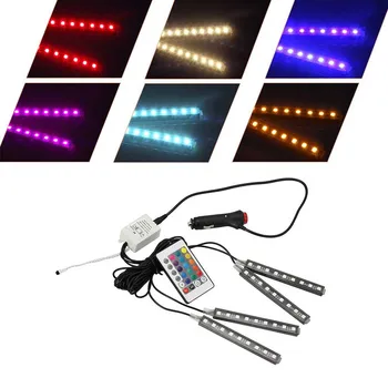 

12V Car Light LED Strip Auto Interior Atmosphere Lights RGB Foot Light USB Remote Control Interior Decorative Ambient Strip Lamp
