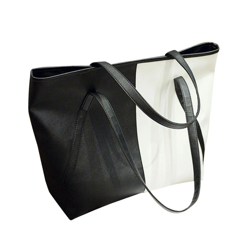 

PU Handbag 2019 New Style Europe And America Versatile Contrast Color Bucket Bag Cross Border Best Seller Large Capacity Bag a G