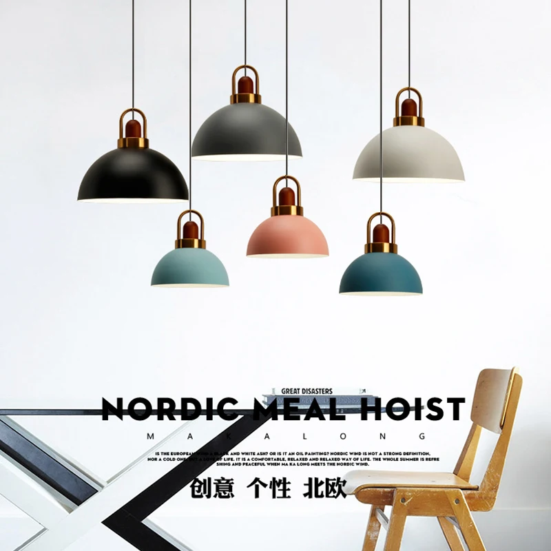 북유럽 모던 알루미늄 목재 펜던트 조명, 식탁 침대 옆 바, 주방 다이닝 룸 장식 조명