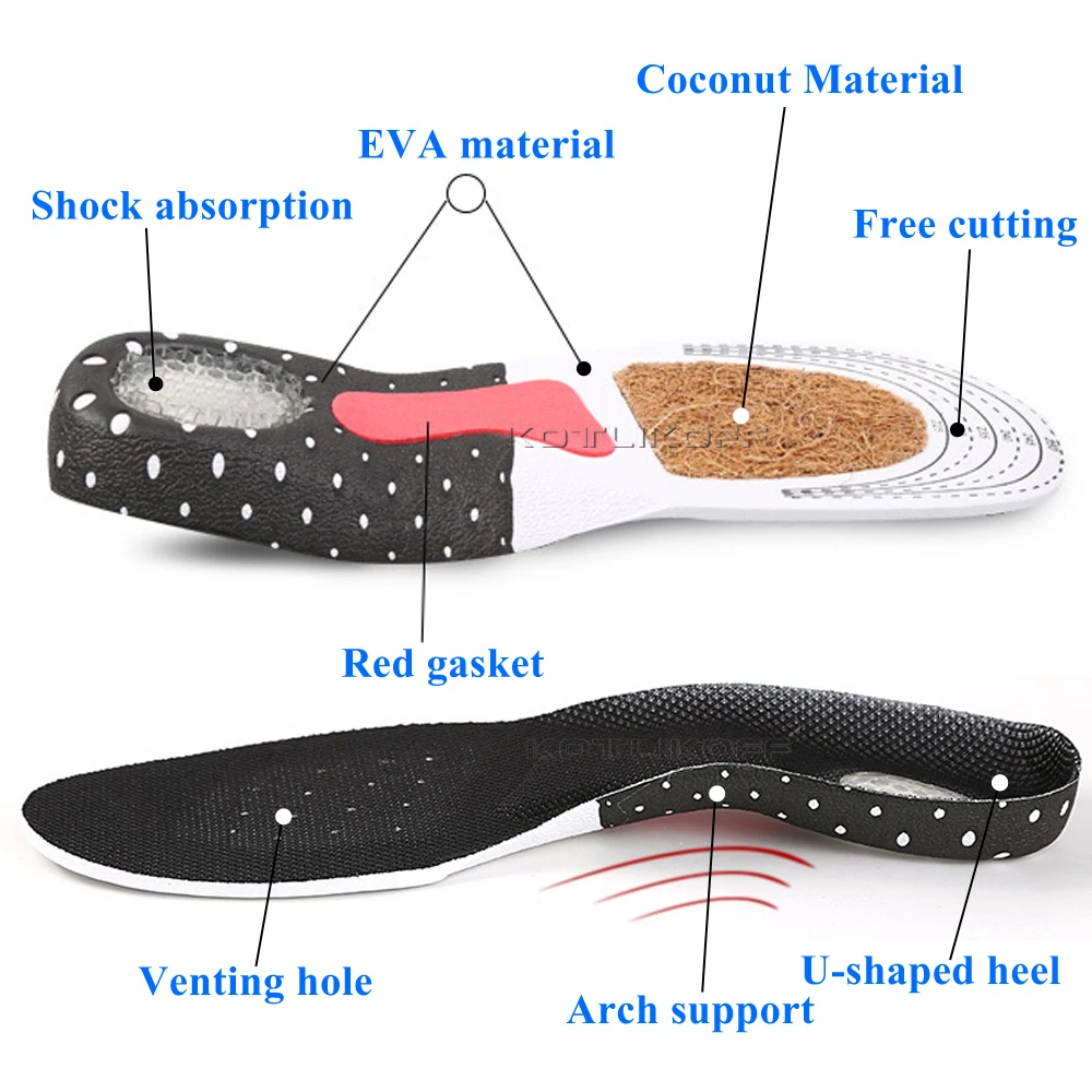 Стелька с кокосовой бородой, унисекс, ортопедическая, для поддержки свода стопы, для спортивной обуви, для бега, гелевые стельки, вставка, подушка для мужчин и женщин