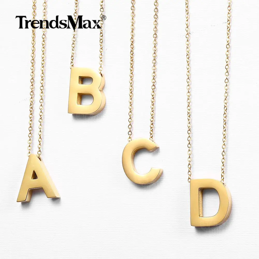 

Gold Color 26 A-Z Letter Name Initial Necklaces For Women Men Stainless Steel Slide Pendant Necklace Jewelry Gift KPM149