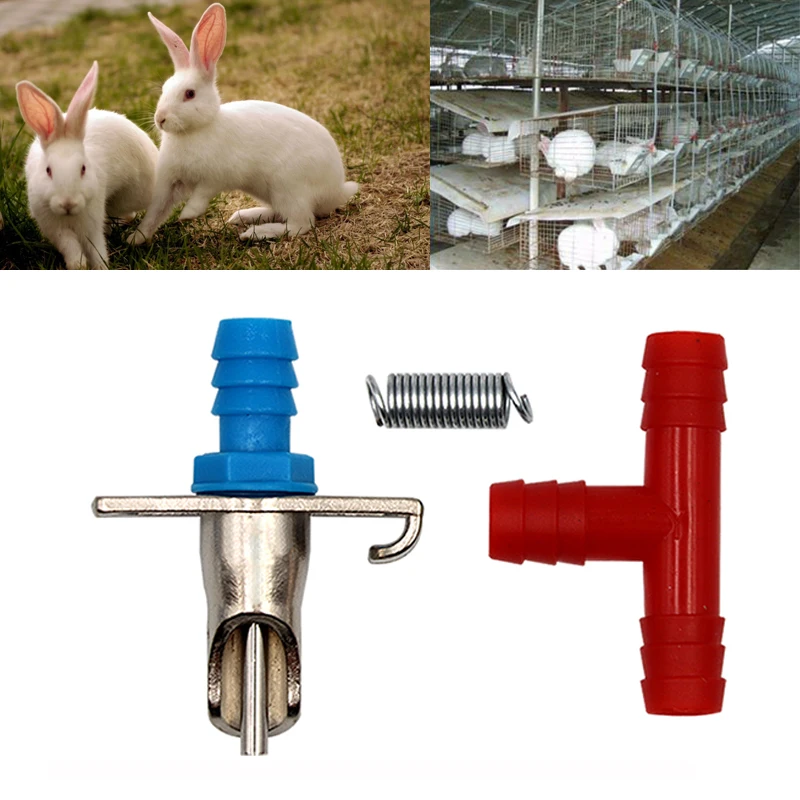 100Pcs Automatic Water Feeder Drinker Waterer For Rabbit Bunny With Blue Color 