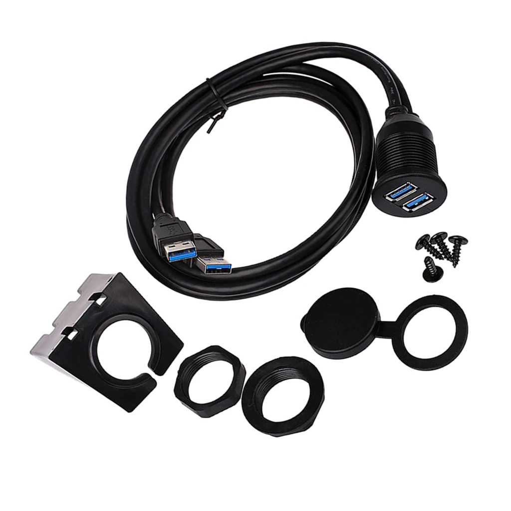 USB 3.0 Male To Female AUX Flush Mount Extension Cable For Car Boat Panel