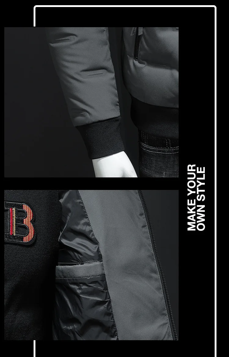 Fanwo Fw2185 Winter New Style Trend Men Solid Color Large Size Stand Collar Warm down Jacket Coat