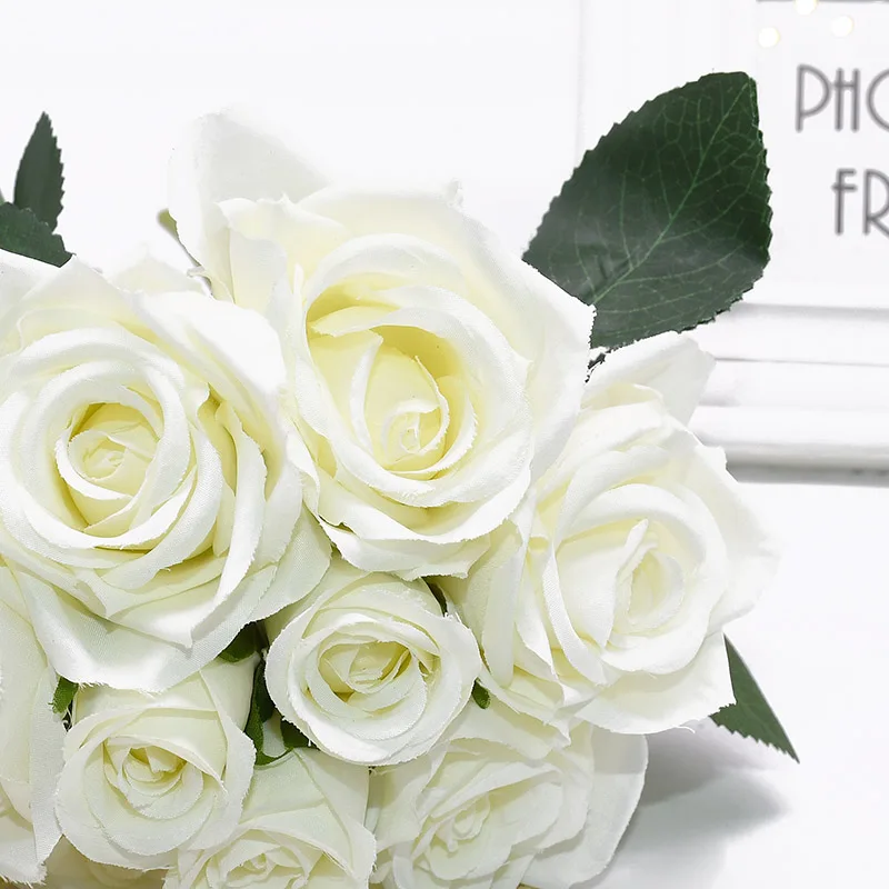 

1 Bunch Pretty Artificial Silk Rose Flowers Bride Bouquets for Party Home Decoration Wreath Wedding Flowers Bouquet Supplies