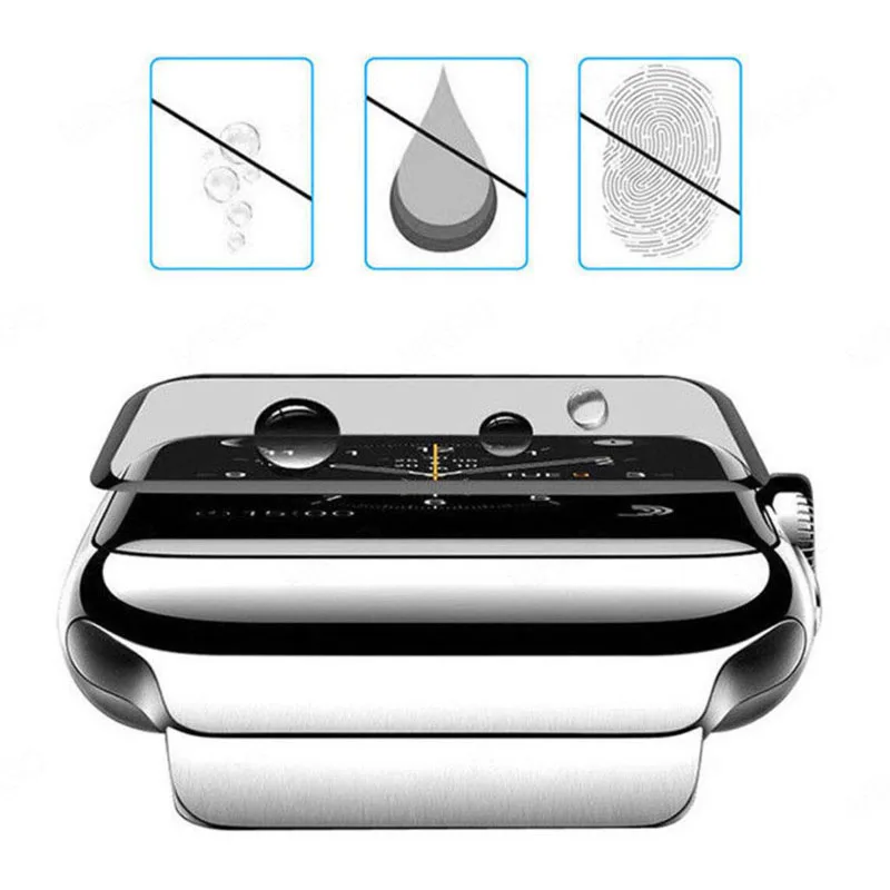 CACKOIE New 3D Full Cover Tempered Glass for Apple Watch Series 5 4 3 2 1 2