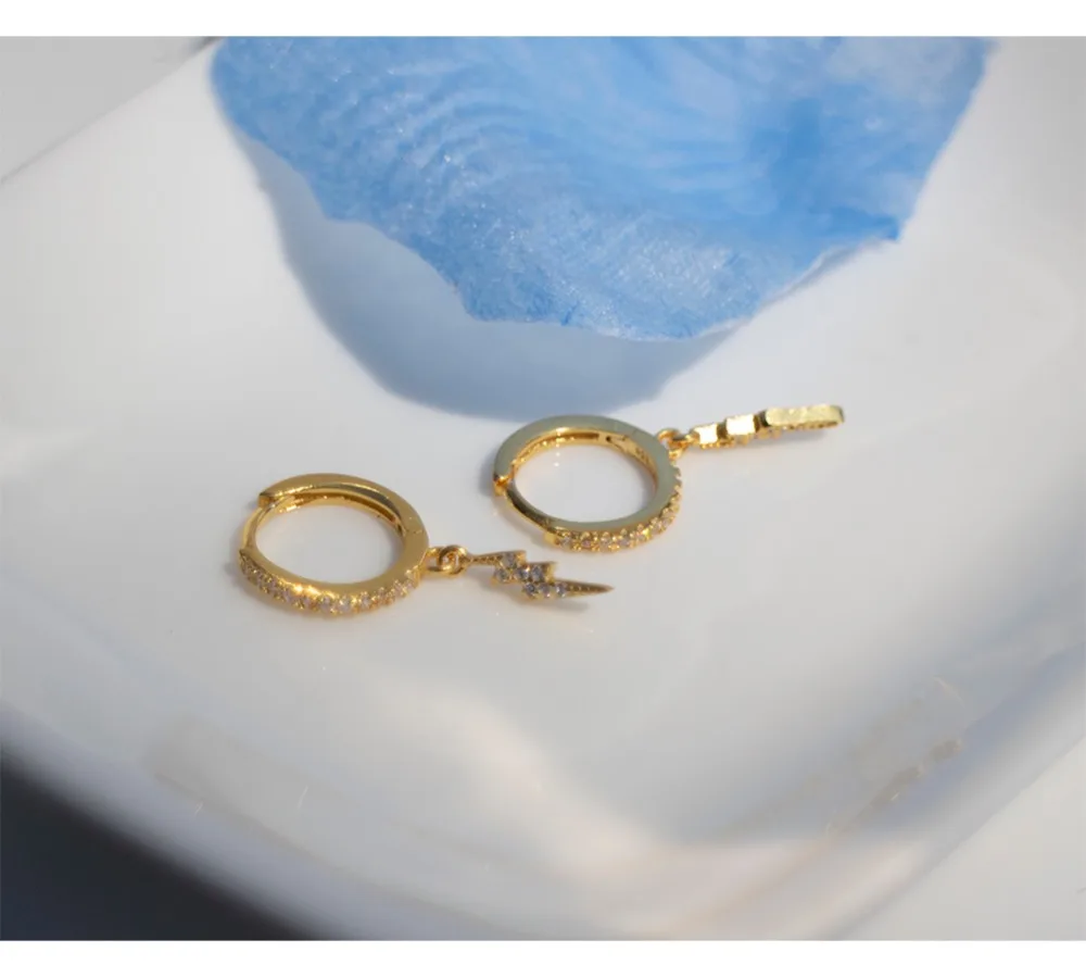 Серьги из стерлингового серебра 925 пробы, модные циркониевые двойные Висячие в форме молнии, Короткие серьги с подвеской, милые трендовые ювелирные изделия для девушек и женщин