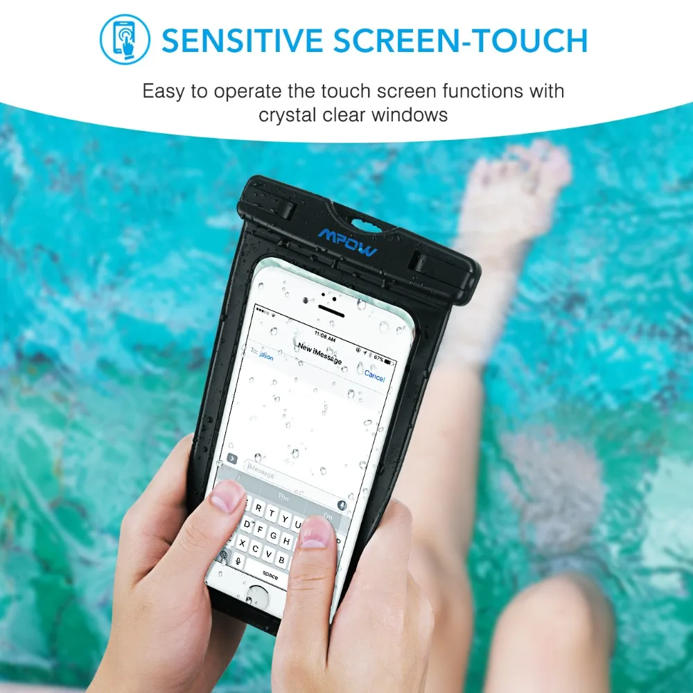 2 Pack Mpow IPX8 Waterproof Universal 6 inch Waterproof Phone Pouch Bag Sensitive Screen-Touch Cheapest Pouch For iPhone X87 (2)