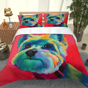 

2020 Hot Style Bedding Set 3d Digital Dog Pattern 2/3pcs Duvet Cover Set Single Twin Double Full Queen King Bedding