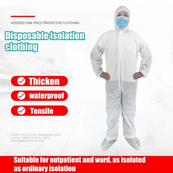 

White Coverall Chemical Hazmat Isolation Suit Disposable Protective Clothing New Raincoat Women Men Impermeable Rain Jacket#W