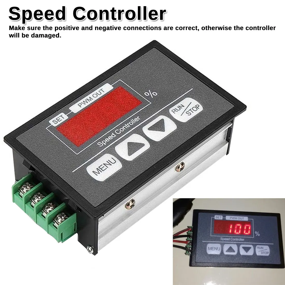 

DC6-60V PWM Speed Controller with LED Digital Display Percentage Tachometer DC Motor Slow Start and Stop Speed Controller