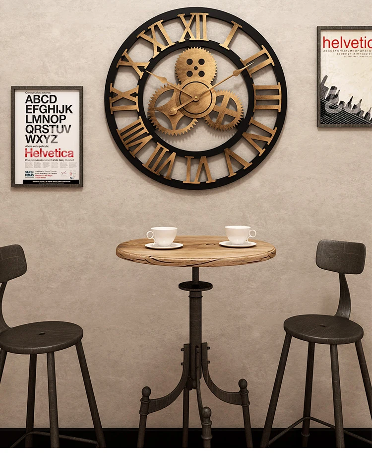 Wood Wall Clocks Home Decoration Accessories 50x50cm Big 3D Digital Clock Watch Modern Decor Living Room Office Hanging Horologe (1)