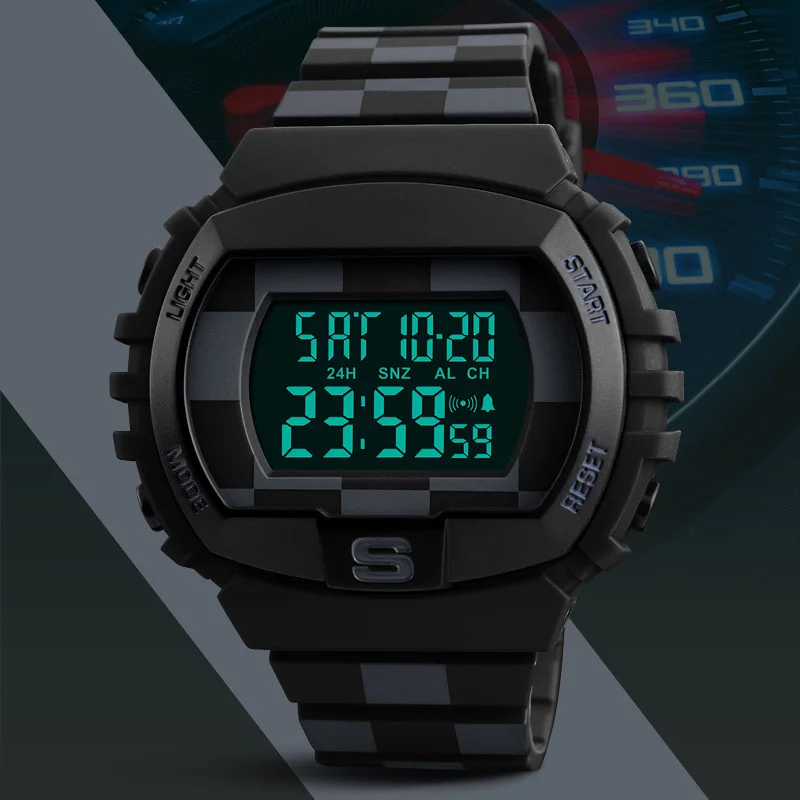 Kids Waterproof Electronic Watch Recording Steps Luminescent Wrist Watch with PU Strap for Children Toddler@M23