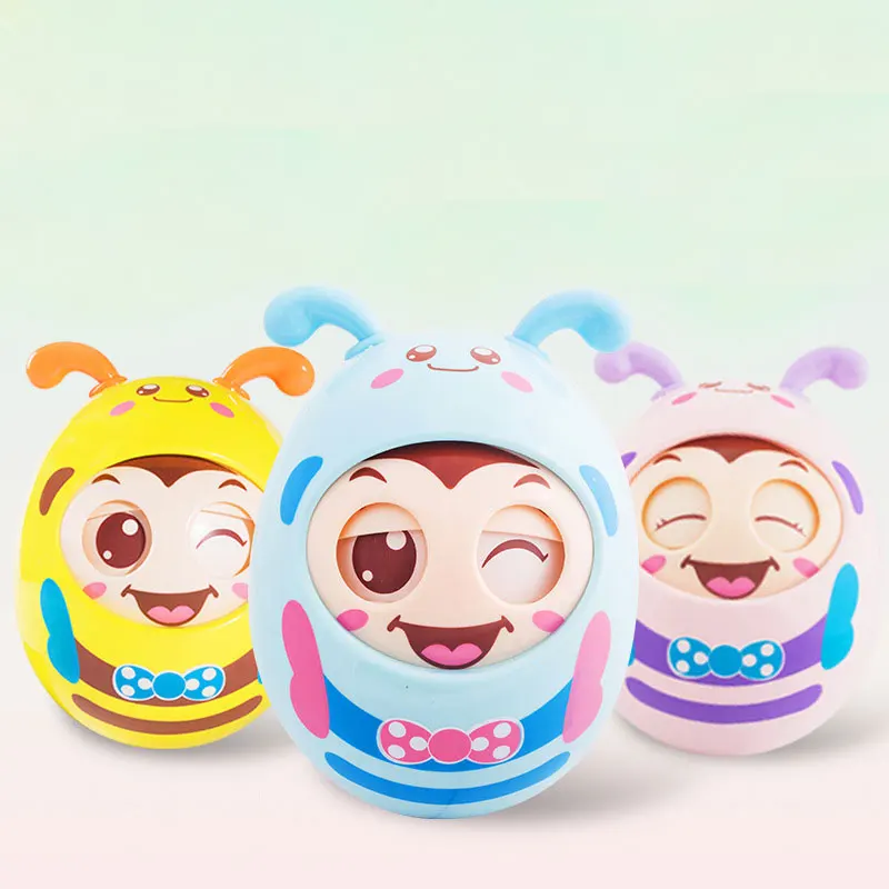 

Tumbler Baby Teether Soft Ear Molar Built-in Bell Soothe Early Education Blink Hand-Cranking Interactive Bee Toy