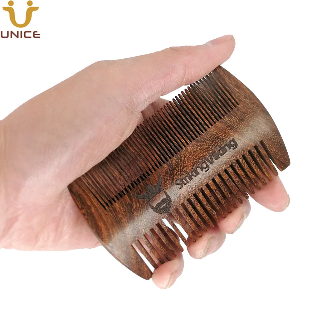 100Pcs/lot OEM Customized LOGO Dual Action Black Gold Sandalwood Wood Beard Comb Dual Sided Men's Hair Mustache Grooming sign holder wood base office restaurants store menu picture frame desktop for table top dual use l shape a4 a5 a6 double sided
