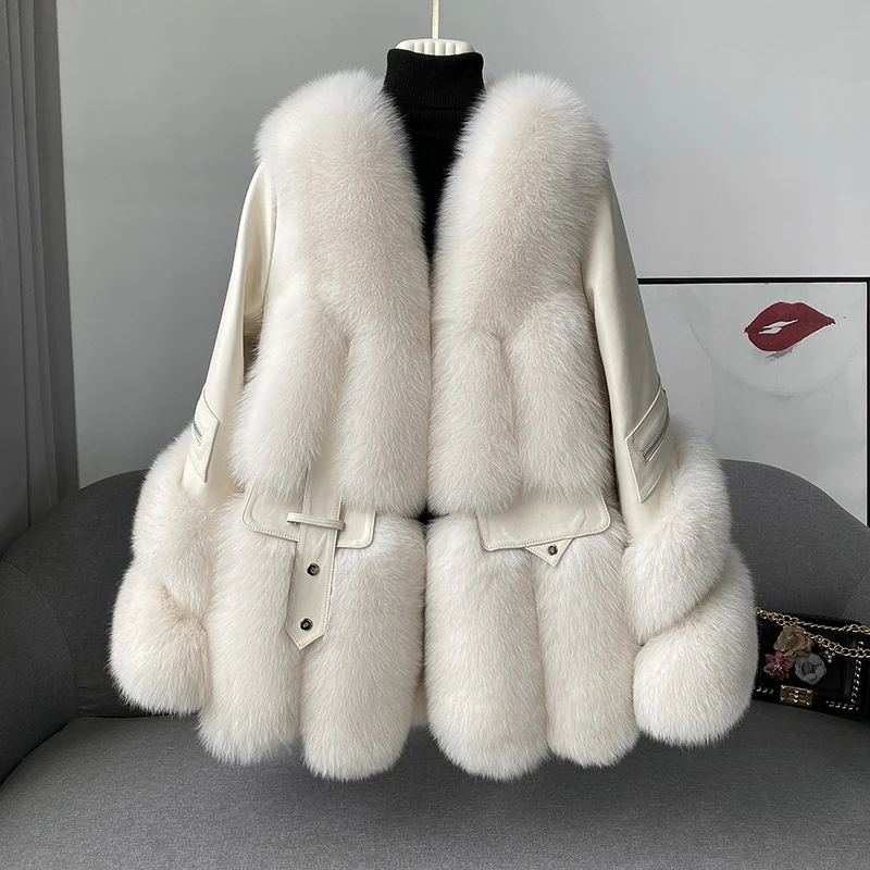Zdfurs*new Fox Fur Coat Women's Medium And Long Fur Plus Fur One-piece ...