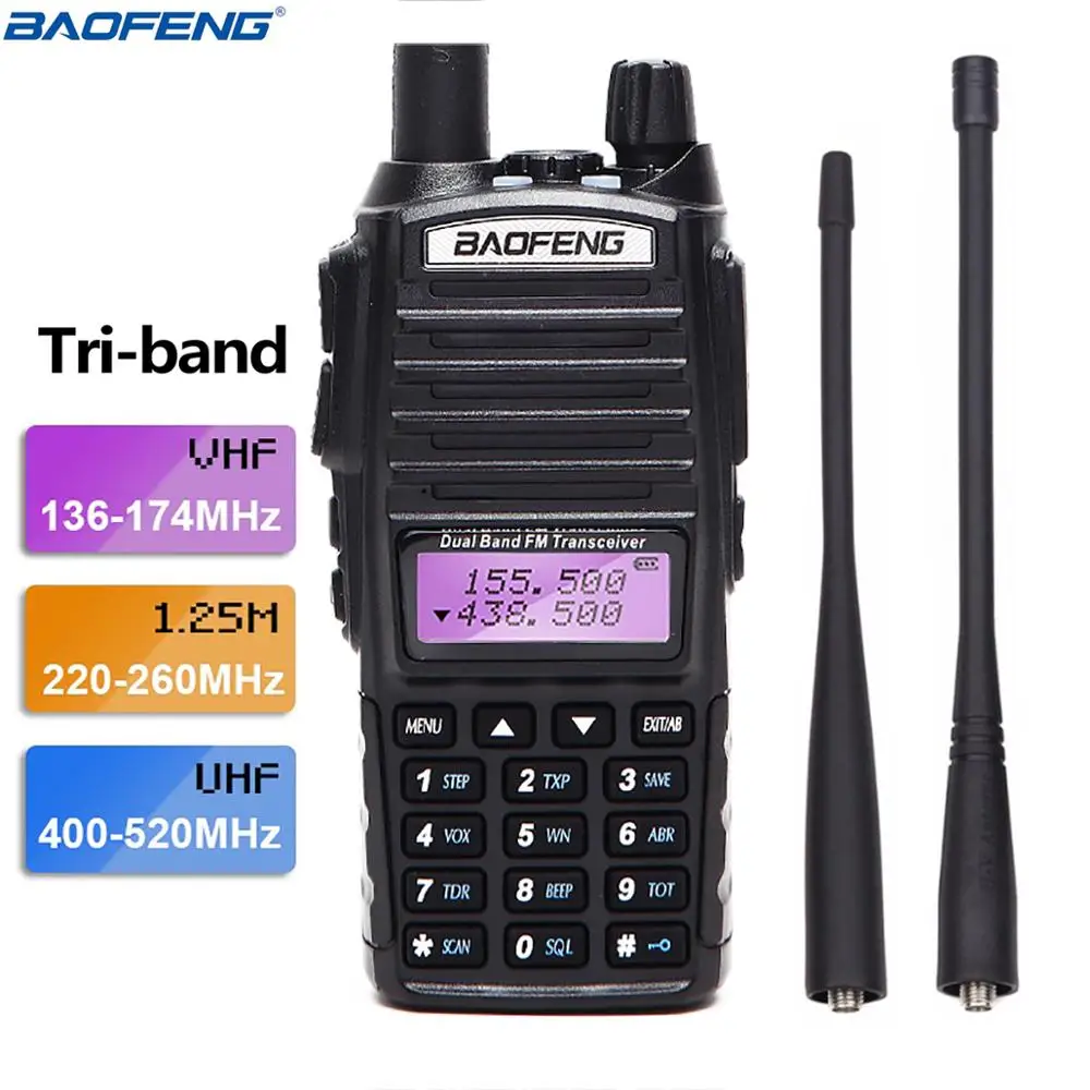 BaoFeng UV-82T трехдиапазонный радио VHF, 220, UHF, Любительский(Ham), включает в себя двухдиапазонную антенну, 220 антенну, двойной PTT Walkie Talkie - Цвет: only a radio