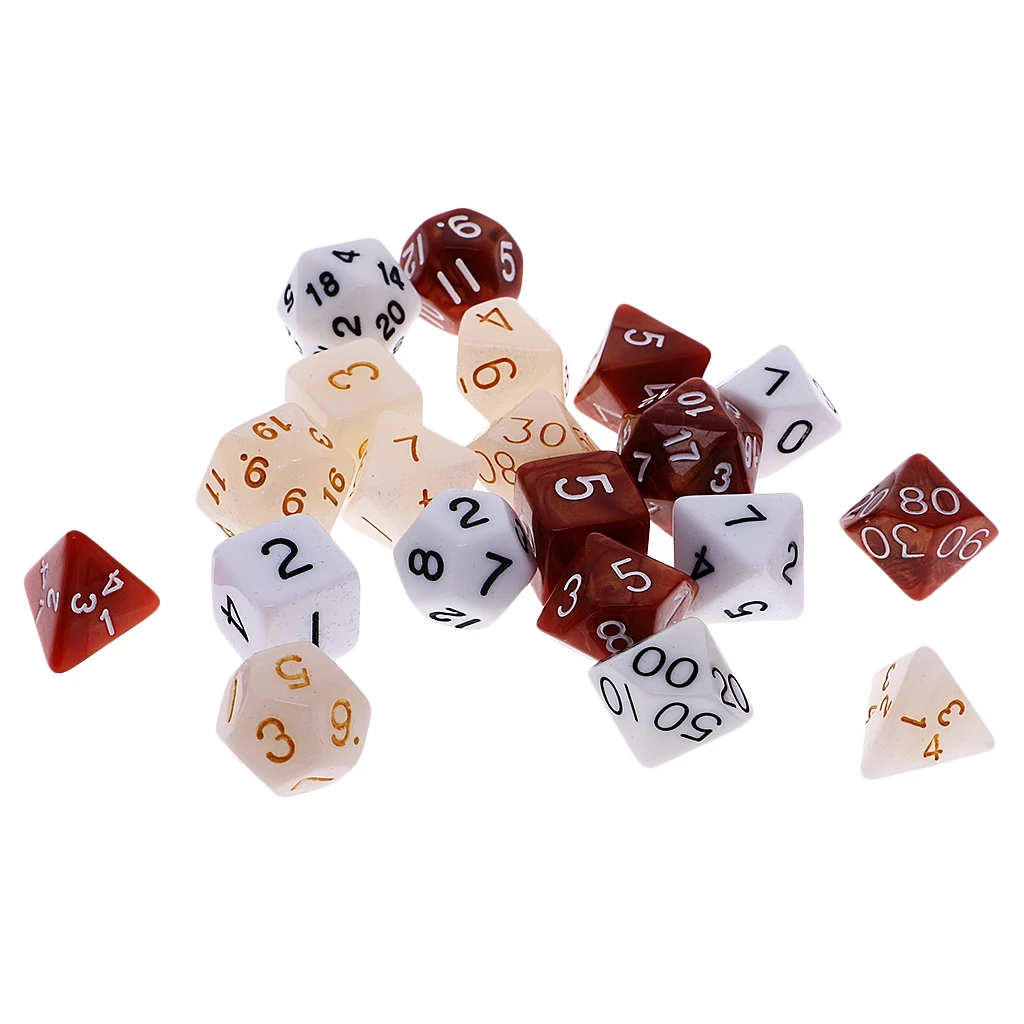 21pcs Set TRPG Dungeons & Dragon D4-D20 Dices Kid Toys Game Accs with Bag