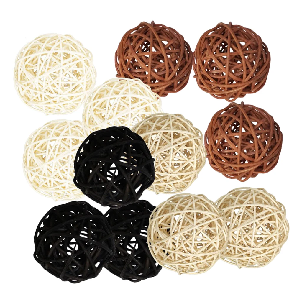 12Pcs Mix Decorative Rattan Twig Vase Bowl Filler Rattan Wicker Cane Ball 50mm
