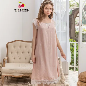 

Pure Cotton Nightgown Women's Sleeveless Sexy V-neck Lace-up Summer Pajamas Women's Cute Loose-Fit Sweet Long Skirts Home Wear