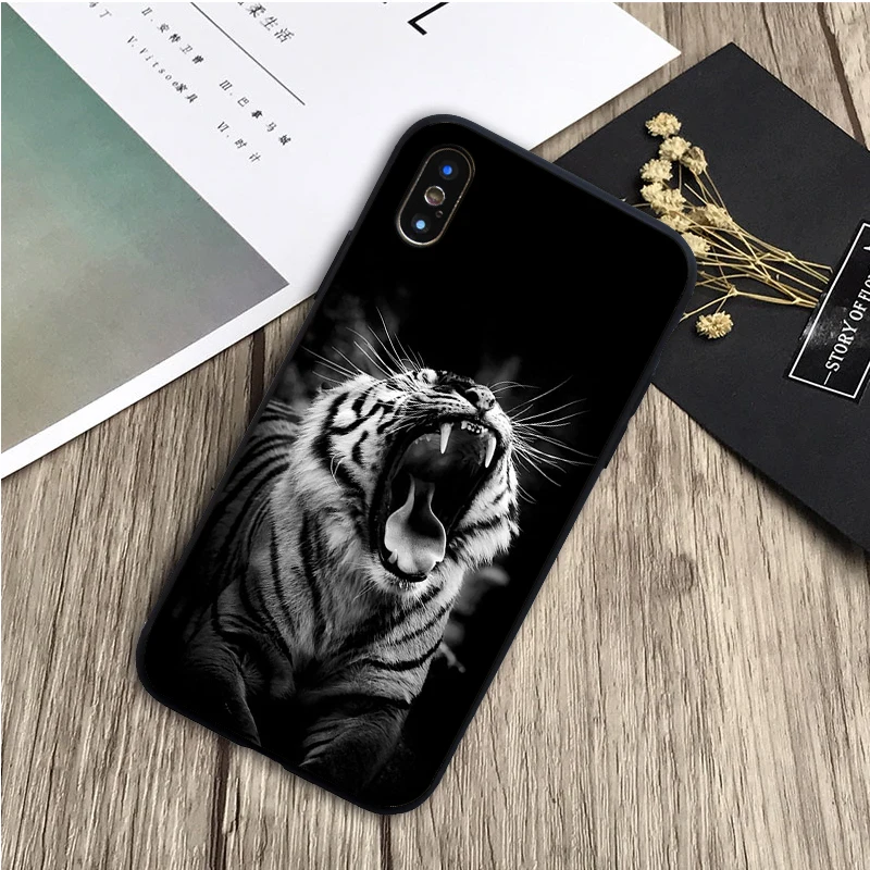 white tiger black Silicone Phone Case For iPhone 13 12 XR XS Max 5 5S SE 2020 6 6S 7 8 PLUS X 11Pro Max 11 Cover iphone se wallet case