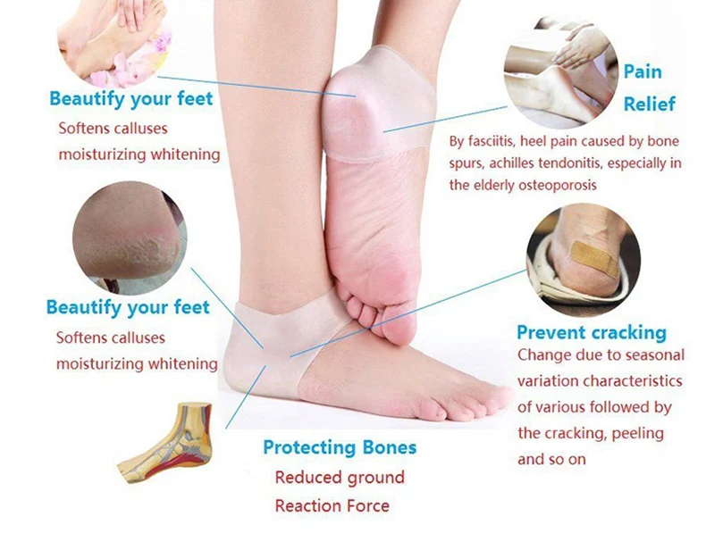 Силиконовый набор носков для защиты ног трещины трещин анти-трещины носки пятки анти-растрескивание увлажняющая одежда боль в ногах для мужчин и женщин