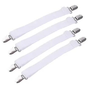 

4pcs Multipurpose Bed Sheet Fasteners Adjustable Suspenders Gripper Elastic Strap With Clips For Bed Sheets Mattress Covers