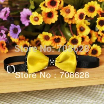 

50PC/Lot Yellow Ribbon Dog Bow Ties Adjustable Dog Neckties Pet Bowties Dog Accessories