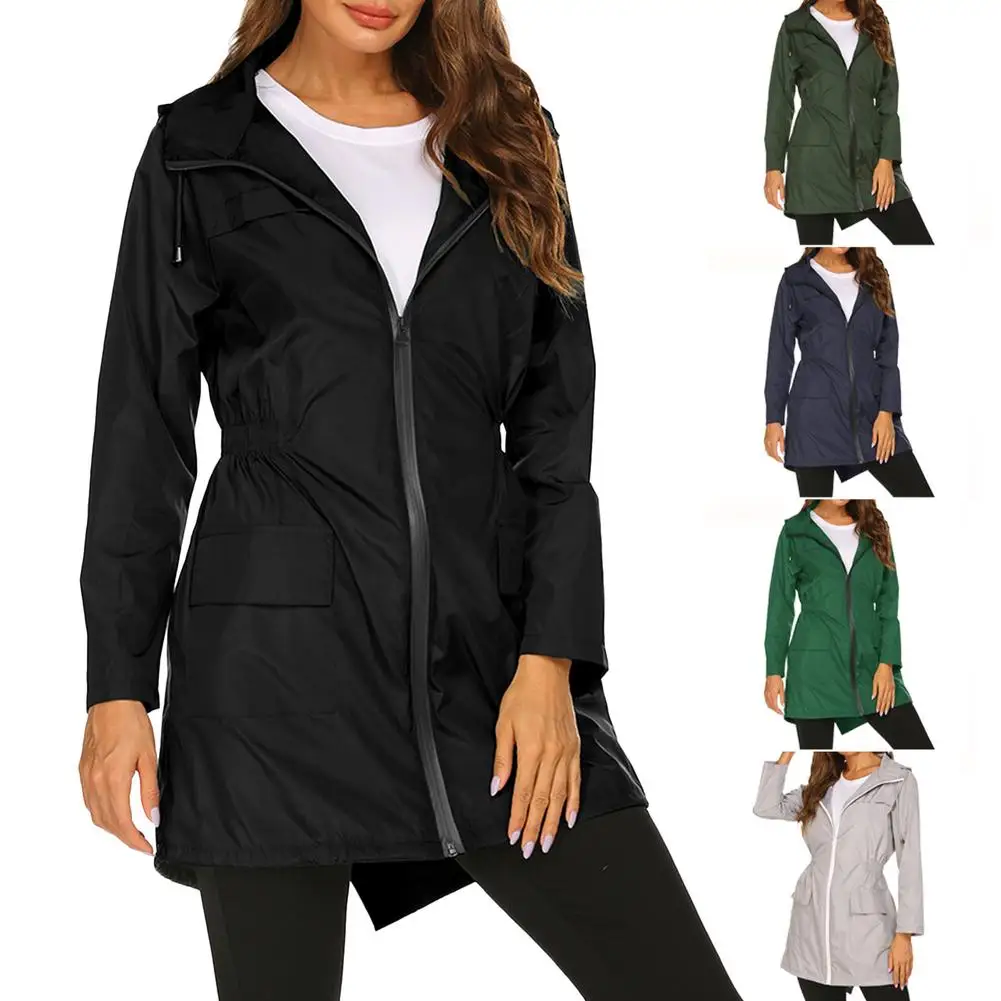 Raincoat Women Men Ladies Breathable Portable water- proof Rainwear Jacket Long Raincoat waterproof Rain Jacket with Hood 1