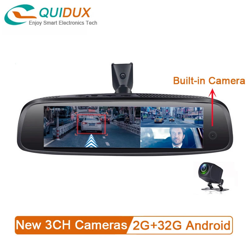 

8 inch 3CH Car DVRs ADAS Recorder 2GB+32GB Rearview Mirror Built-in Camera 4G Android5.1 1080P GPS WIFI Dashcam Registrar