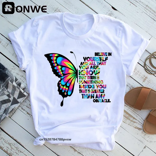 Woman Butterfly Tree Print Harajuku Summer Tshirts Casual Round Neck Short Slee Top Tee Shirt,Drop Ship B2021-18