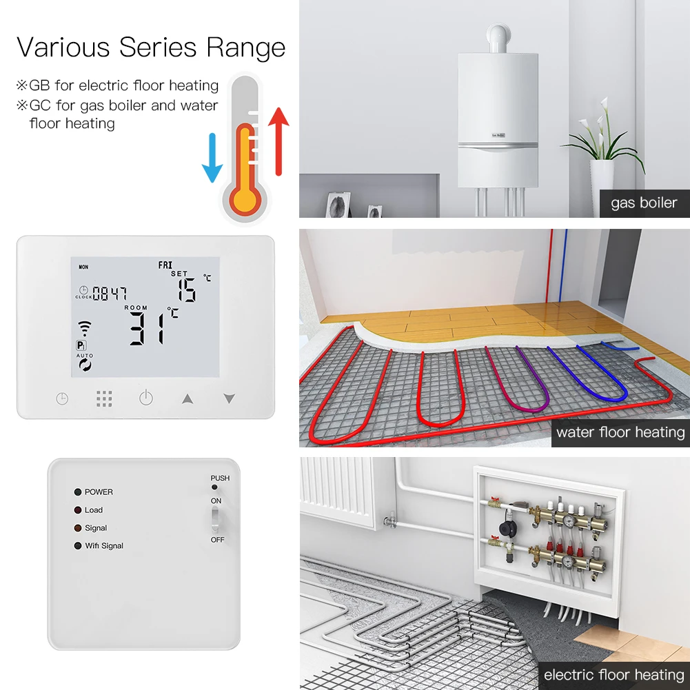 WiFi Smart Thermostat Wall-Hung Gas Boiler Water Electric Underfloor Heating Temperature Controller Work with Alexa Google Home