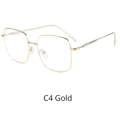 C4 Gold Ralferty, большие квадратные очки для глаз, очки по рецепту, женские очки с оправой, декоративные металлические оправы для очков, без диоптрий D16040 - Цвет оправы: C4 Gold