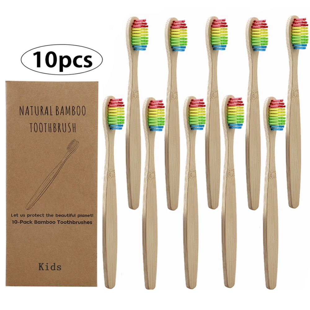10pcs Soft Bristles Children Bamboo ToothBrush Toothbrushes Eco Friendly Oral Care Travel Tooth Brush for Kids